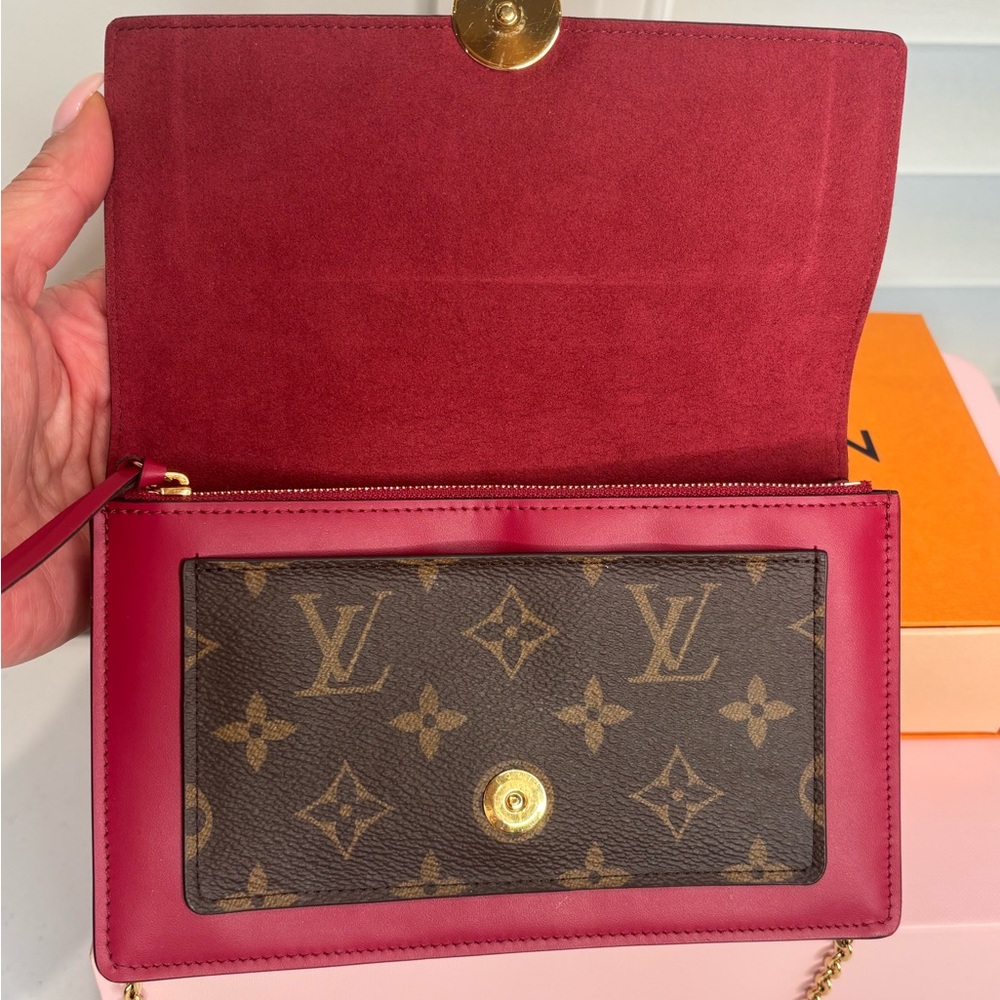 Louis Vuitton FLORE Brown and Pink Chain Wallet - Picture 2 of 12